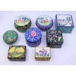 A collection of  8 Chinese enamel boxes