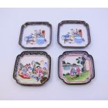 A collection of four Qianlong periord Chinese enamel serving dishes some with European subjects