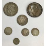 William IIII Half Crown 1837, Shilling 1836, Groat 1836, Threepence 1834, 1835, silver Three