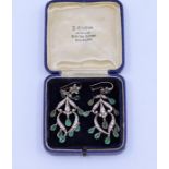 A fine pair of early 19th cent white gold Diamond mounted earrings