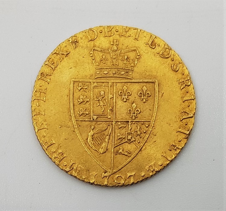 A 1797 George III gold spade guinea, obv. fifth laureate head, rev. spade shaped shield. Grade as - Image 2 of 2