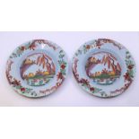 A pair of 18th cent English delft plates