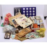 A large quantity of various year coinage sets, some silver, World cup 1970 set, loose coinage,