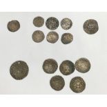 English Hammed Coins, Henry III penny, Six Edward I  silver penny’s, Edward III half Groat, Henry VI