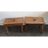 A pair of Colonial low teak side tables  Provenance from an Irish country house