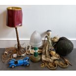 A collection of lamps, Shadow puppets, sundry items and similar