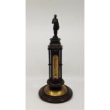 A Victorian "Prince Albert Memorial" hardwood desk top thermometer, having bronze mounted column