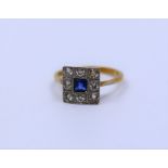 1940's sapphire 18ct deco ring