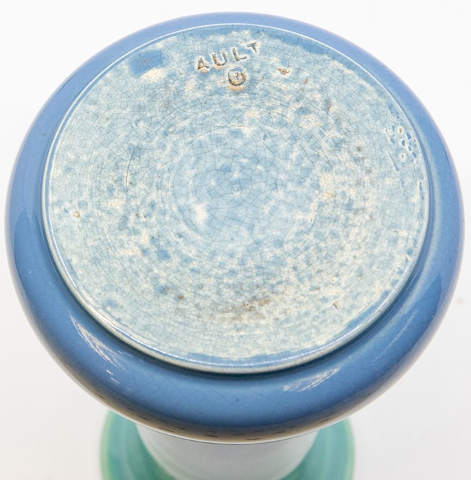 An Ault globe and shaft vase, green and blue ombre glaze, 16.5cm high, impressed mark to base - Image 2 of 4
