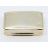 A George III plain silver snuff box and cover, curved oblong with gilt interior, by John Shaw,