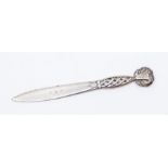 A Georg Jensen .925 silver letter opener, pattern no: 83, the blade initialled P.L.R, by Georg