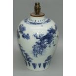 An early/mid 18th century English Delft vase of shouldered baluster form, decorated in the