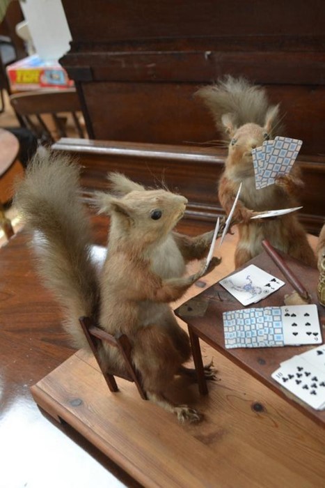 Taxidermy. In the manner of Walter Potter. Victorian group of taxidermy squirrels playing cards, - Image 3 of 5