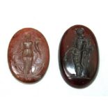 A Roman style oval carnelian Intaglio,, carved with portrait of  the Roman goddess Egeria, approx. 2
