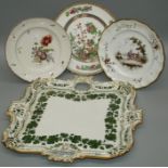 A 19th century Meissen porcelain caberet tray, decorated with trailing leaves (extensive