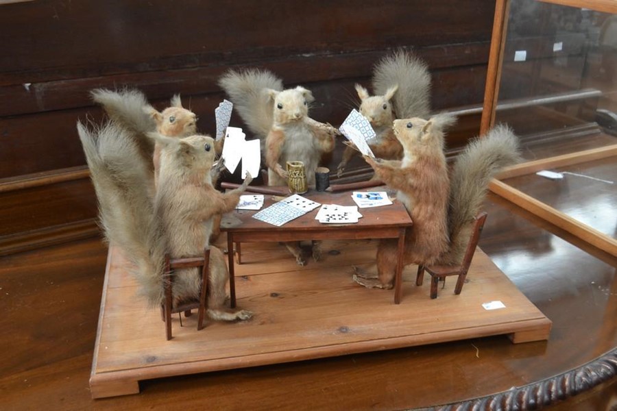 Taxidermy. In the manner of Walter Potter. Victorian group of taxidermy squirrels playing cards, - Image 5 of 5