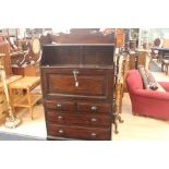 A late 19th Century beech writing bureau, the fall front enclosing a fitted interior with drawers