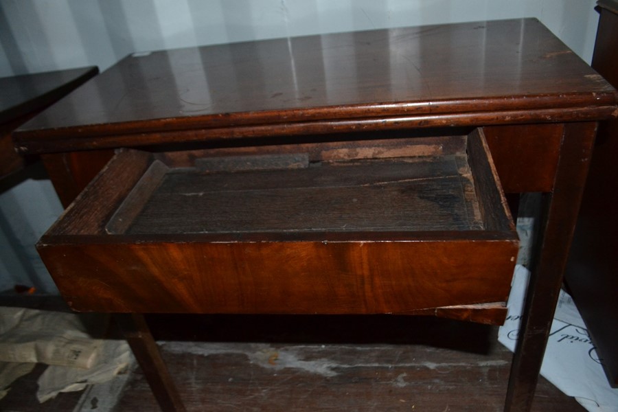 A George III mahogany tea table, fitted with a single drawer, raised on square legs, circa 1770, - Image 2 of 4