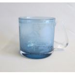 A Wedgwood 20th century blue glass mug depicting the Bicentenary of The Trent and Mersey Canal