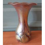 An opalescent vase in the art nouveau manner, but later. 23cm tall.