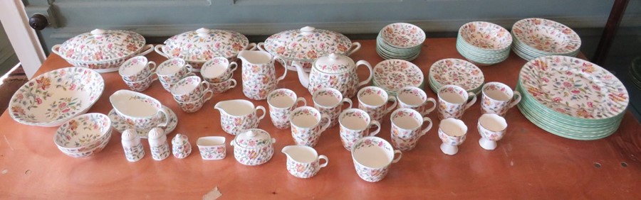 A Minton Haddon Hall comprehensive and extensive dinner and tea service, also including salt and
