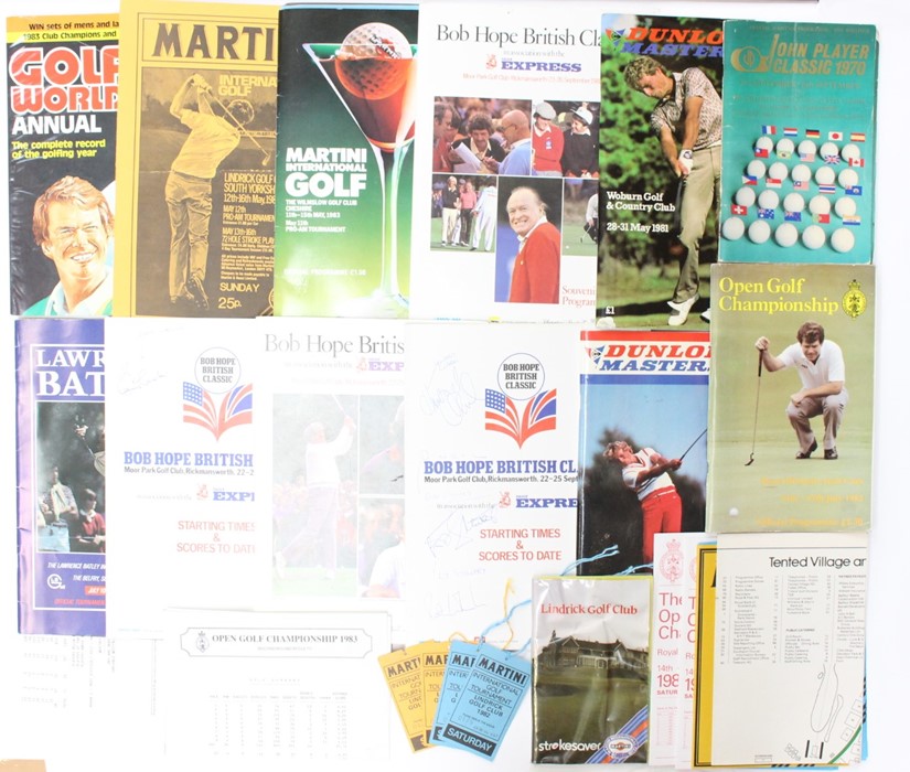 Golf Memorabilia: A collection of assorted 1980's golf programmes to include: Bob Hope British