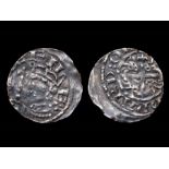 Stephen Penny.  Cross & Piles type, 1150-54. Silver, 1.43g. 18.97 mm. Crowned bust left with