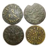 17th Century, Kent Trade Tokens.  Sandwich (4), Danill Pichley, S. Farthing 1656. 0.73g. W501. Ralph