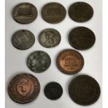 British 18th & 19th Century token coins, includes  Sheffield Workhouse 3 x penny’s one 1813 and  2 x