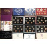 Royal Mint cased year sets, includes 1970, 1971, 1982, 1983, 1984, 2 x 1985, 1986, 1987 Two