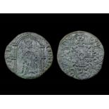 English Medieval Jetton.  Edward III, 1327-77. Type 4. Copper, 1.65g. 21.77 mm. King with sceptre