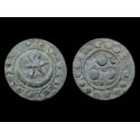 English Medieval Jetton.  Edward II, 1307-27. Type 3. Copper, 1.98g. 2136 mm. Star and crescent,