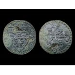English Medieval Jetton.  Edward I, 1272-1307. Type 5B variant. Copper, 1.55g. 20.80 mm. Shield