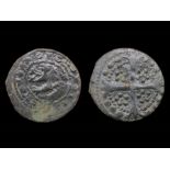 English Medieval Jetton.  Edward II, 1307-27. Type 4. Copper, 2.30g. 20.48 mm. Lion rampant,