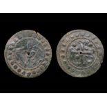 English Medieval Jetton.  Edward II, 1307-27. Type 8C. Copper, 1.02g. 19.88 mm. Fleur-de-lys between