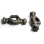 Celtic Toggle.  Circa 200 BC - 50 AD. Copper-alloy, 18.07g. 35.03 mm. A very nice example of a