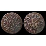 William Lines. Brasted, Kent, 17th Century Trade Token.  WILLIAM LINES, 1666. R. W.M.L, BRESTED IN
