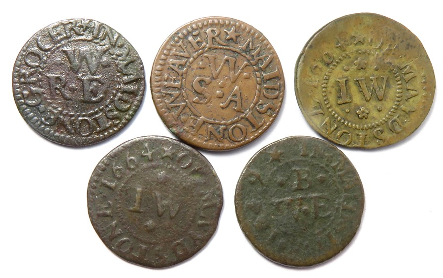 17th Century, Kent Tokens.  Maidstone (5). William Web, Grocers Arms. Farthing. 1.36g. W394. - Bild 2 aus 2