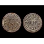 Joseph Heath. Cambridge. 17th Century Token.  IOSEPH HEATH OF, Family arms. R. CAMBRIDGE 1666, I.H.