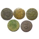 17th Century, Kent Tokens.  Dover (5). Edward Chambers. E. Grocers Arms. Farthing 1649. 1.05g. W205.