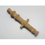 Toy Cannon.  Circa 18th century. Copper-alloy, 15.56g. 60.77 mm. A cast bronze toy cannon modelled