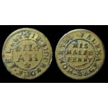 Alexander Holmsby, Biddenden, Kent, 17th Century Trade Token.  ALEXANDER HOLMSBY, HIS HALFE PENNY.