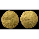 James I gold double crown, mm key over coronet. Second coinage 1609-1610. 29mm, 4.89g. Spink 2622.