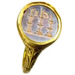 The Lowe Family 17th Century Gold Signet Ring. Circa, 1600-1650 AD. Gold, 17.8 grams. 29 mm. A