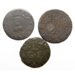 17th Century, Kent Tokens.  Various (3). Hythe, Guy Langdon, Grocers Arms. Farthing 1659. 0.62g.