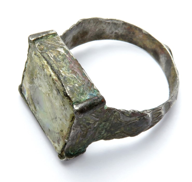Post-Medieval Finger Ring.  Circa, 17th century AD. Silver, 4.4g. 20mm diameter (19mm internal) x - Image 3 of 5