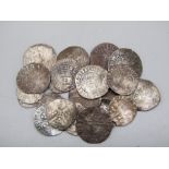 English Hammered Medieval Silver Pennies.  A large group of silver pence (22) from the reigns of,