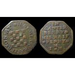 Jeremiah Masterson. Canterbury, Kent, 17th Century Trade Token.  IEREMIAH MASTERSON AT, Chequer