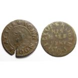 17th Century, Kent Tokens.  Various (2). Foots Cray. John Moore. A Griffins Head. Halfpenny 1668.