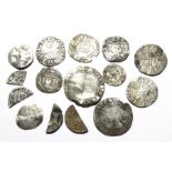 Fifteen (15) silver hammered coins including coins of Edward I, Mary, Elizabeth I, a sovereign penny